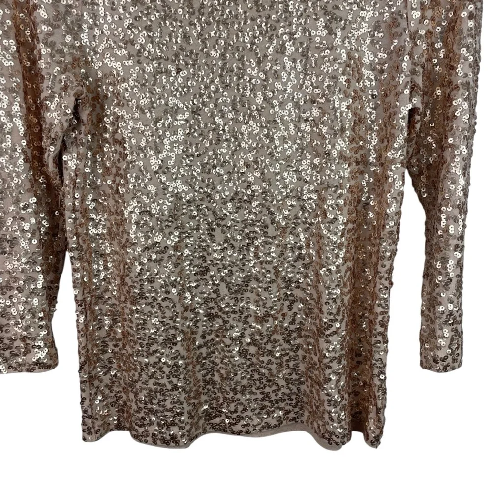 J. Crew | Rose Gold Sequin 3/4 Sleeve Dressy Top